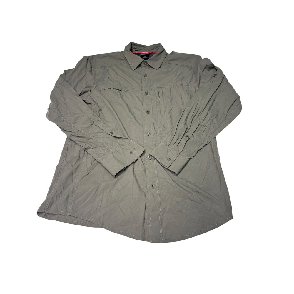 The North Face Mens Tekware Long Sleeve Button Up Hiking Shirt Green Medium